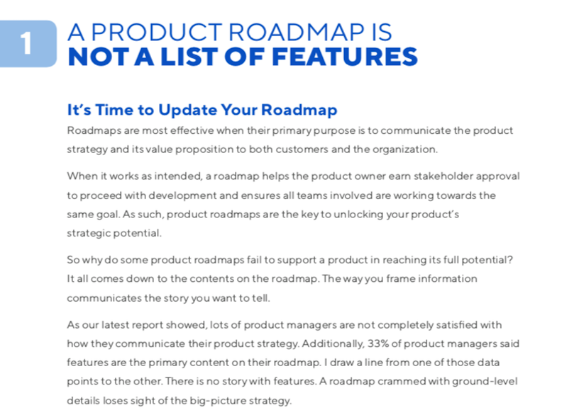 Feature-Less Roadmaps Chapter 1 Page View