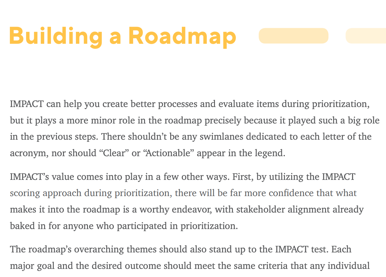 IMPACT Book Screenshot - Building a Roadmap